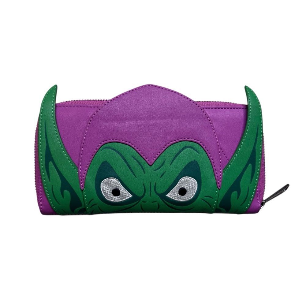 Loungefly Green Goblin Spiderman Marvel Green Purple Villian Zip Long Wallet